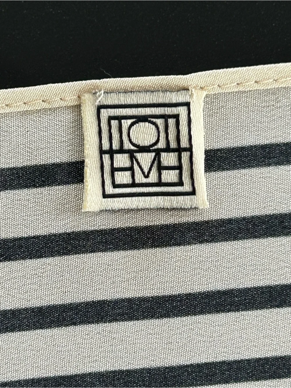 TOTEME Silk Scarf Ivory Black Striped Neck Hair Bag Wrap Designer Luxury